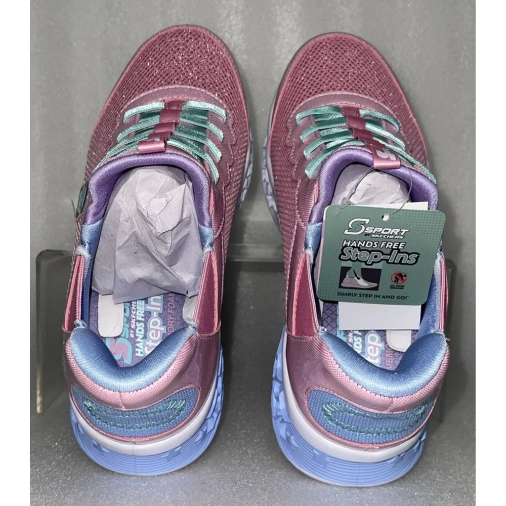 S Sport By Skechers Keely Sneakers Light Up‎ Stretch Laces Big Girls Size 5 NEW